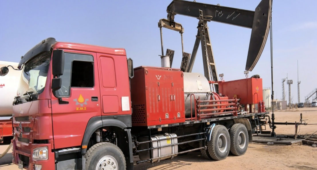 ZMI well flushing and paraffin removal truck on location